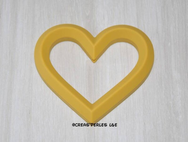 Anneau de dentition coeur jaune moutarde