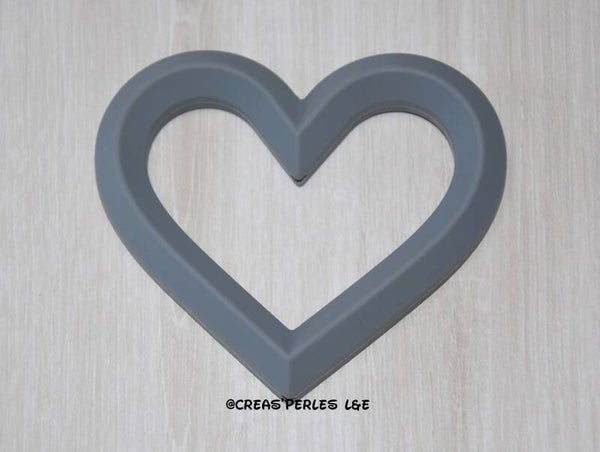 Anneau de dentition coeur gris foncé