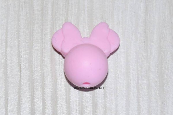 Souris noeud silicone rose clair