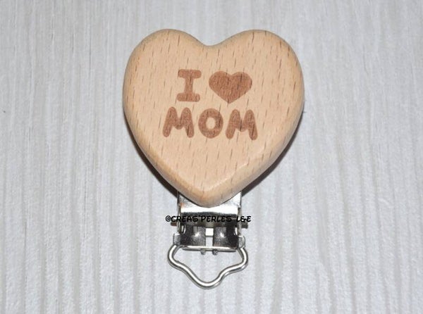 Clip en bois naturel coeur