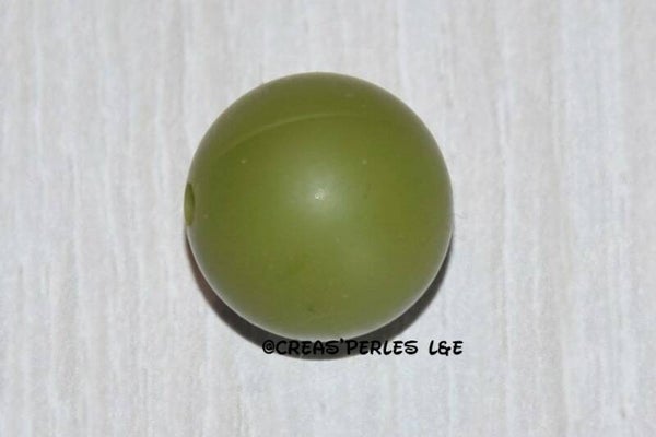 1 perle silicone 15mm kaki