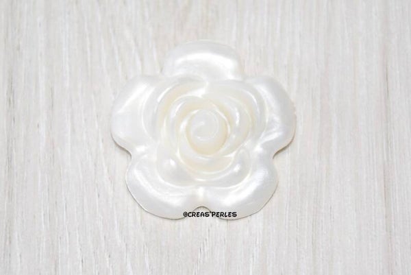Grande rose silicone blanc nacré