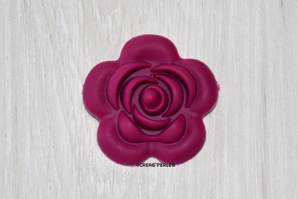 Grande rose silicone rouge vin