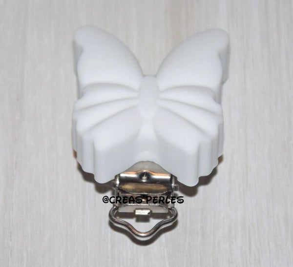 Clip silicone papillon blanc