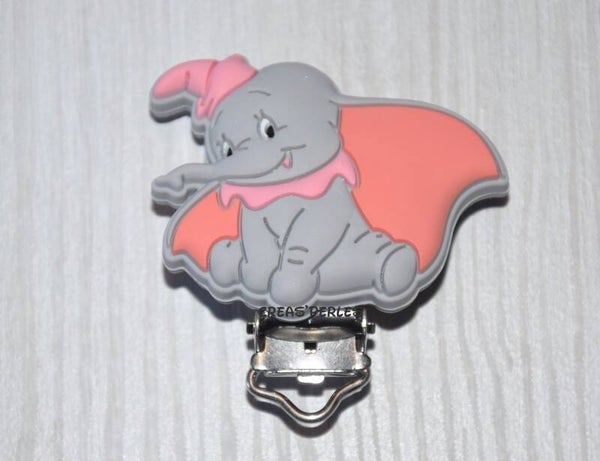 Clip silicone éléphant volant rose clair