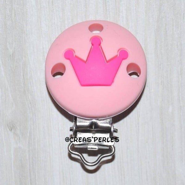 Clip silicone couronne rose candy