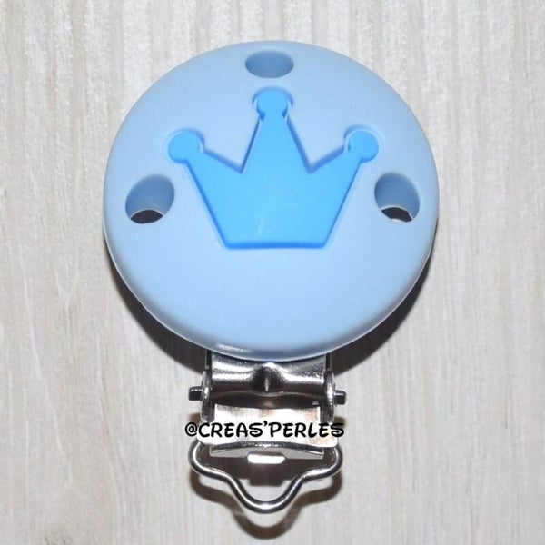 Clip silicone couronne bleu clair/bleu azur