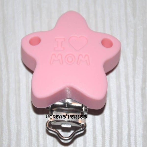 Clip silicone I love mom rose candy