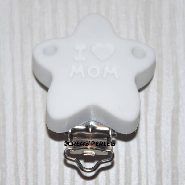 Clip silicone I love mom blanc