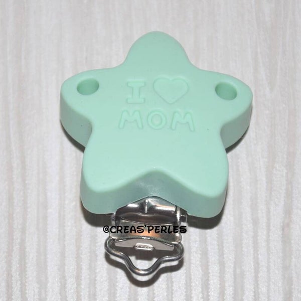 Clip silicone I love mom menthe