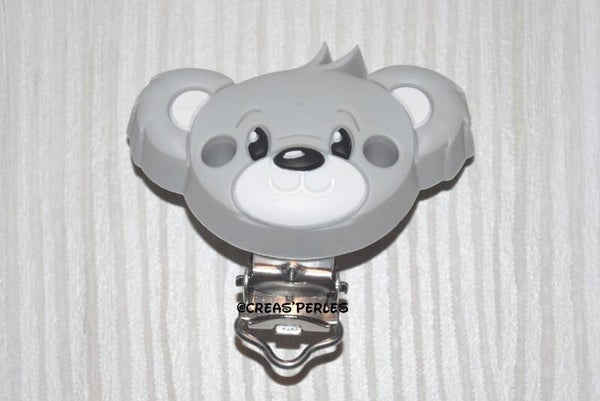 Clip silicone ours gris clair