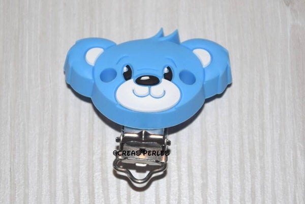 Clip silicone ours bleu azur