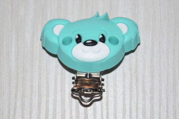 Clip silicone ours bleu turquoise claire