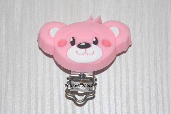 Clip silicone ours rose candy