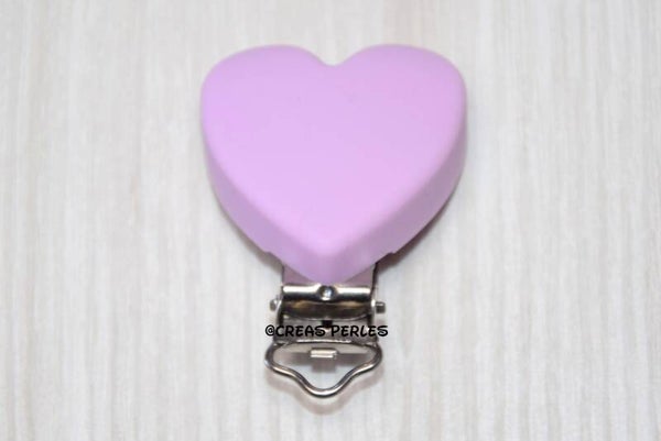 Clip silicone coeur lilas