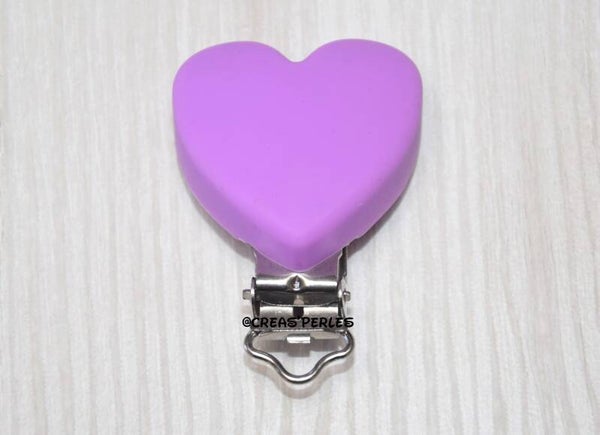 Clip silicone coeur violet