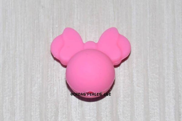 Souris noeud silicone rose moyen