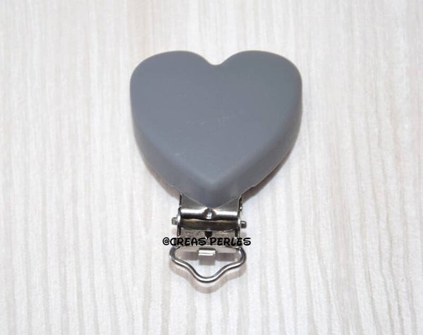 Clip silicone coeur gris foncé