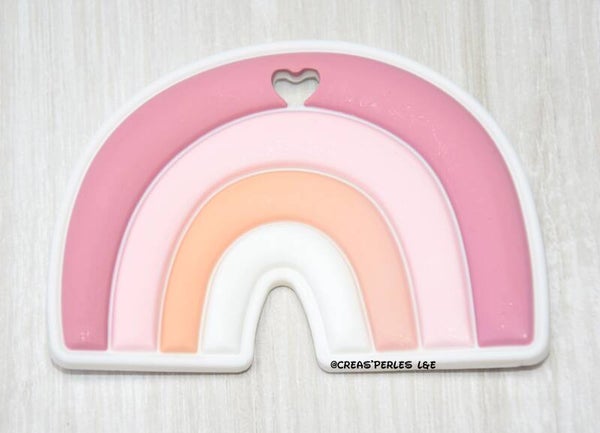 Anneau de dentition arc en ciel rose