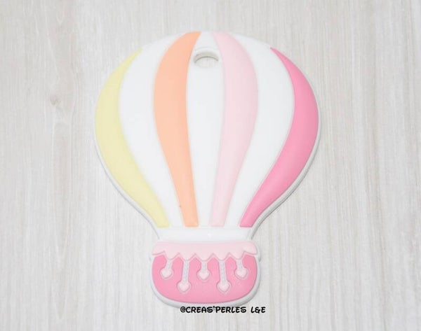 Anneau de dentition montgolfière rose