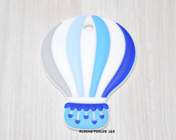 Anneau de dentition montgolfière bleu