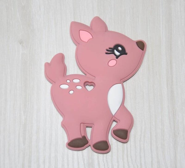 Anneau de dentition biche vieux rose