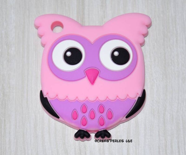 Anneau de dentition hibou rose clair/lilas