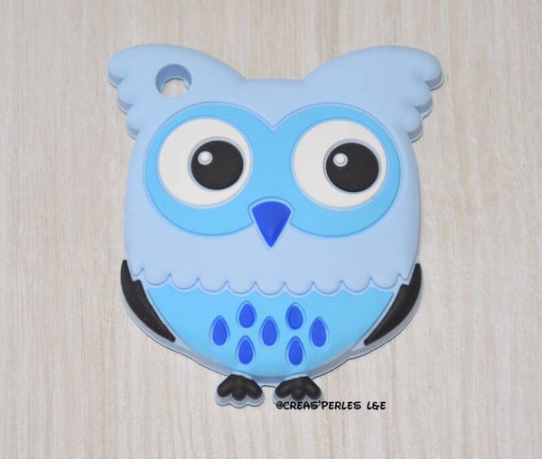 Anneau de dentition hibou bleu clair/bleu azur