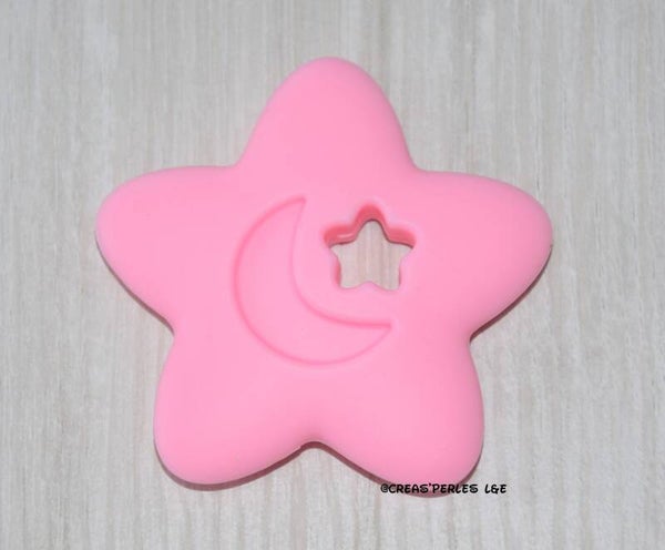 Anneau de dentition étoile rose moyen