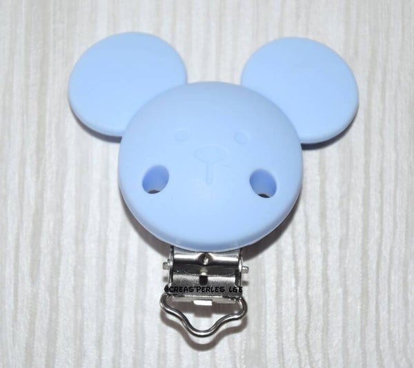 Clip silicone souris bleu clair