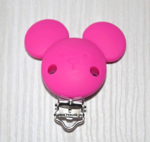 Clip silicone souris rose fuchsia