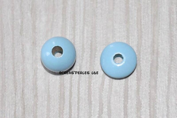 Perles en bois 10mm bleu clair