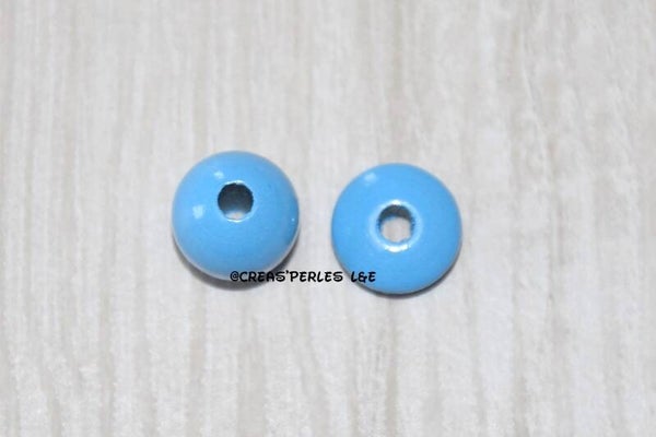Perles en bois 10mm bleu azur