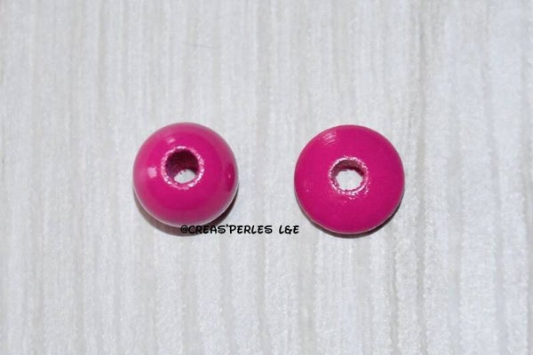 Perles en bois 10mm rose fuchsia