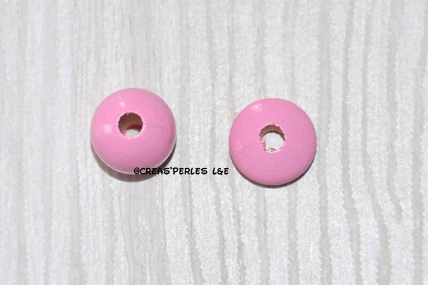 Perles en bois 10mm rose moyen