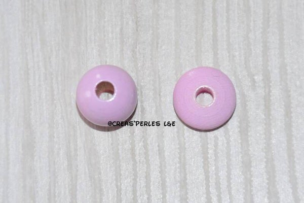 Perles en bois 10mm rose clair