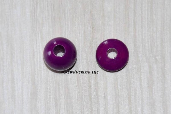 Perles en bois 10mm violet foncé