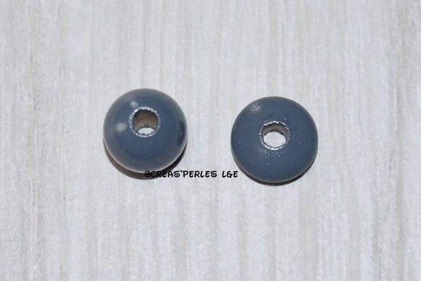 Perles en bois 10mm gris foncé