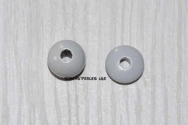 Perles en bois 10mm gris clair