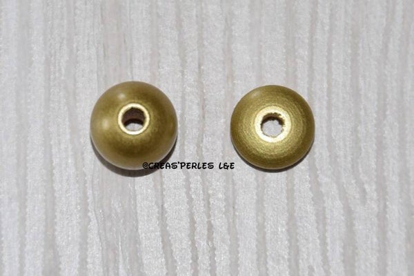 Perles en bois 10mm or