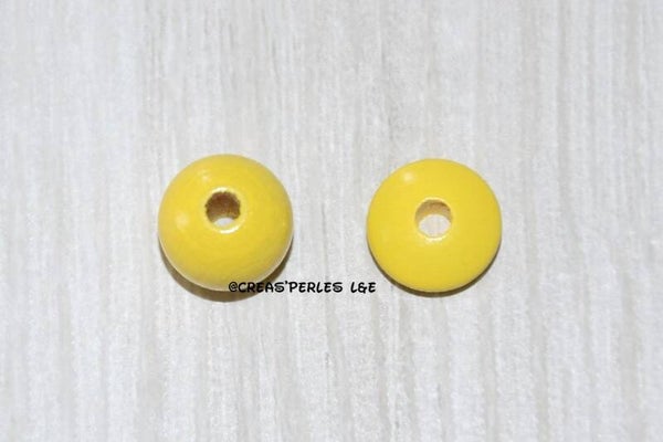 Perles en bois 10mm jaune