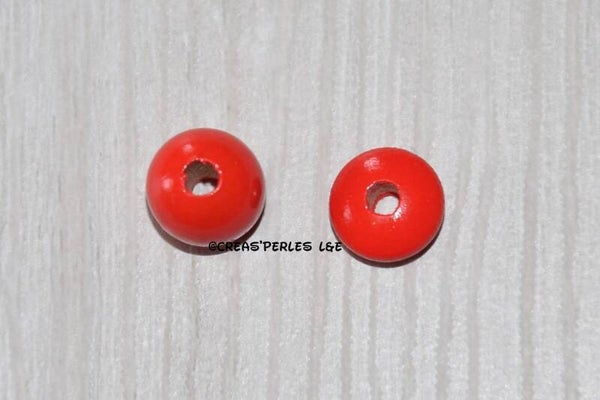 Perles en bois 10mm rouge