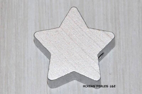 Perle étoile bois gris argenté
