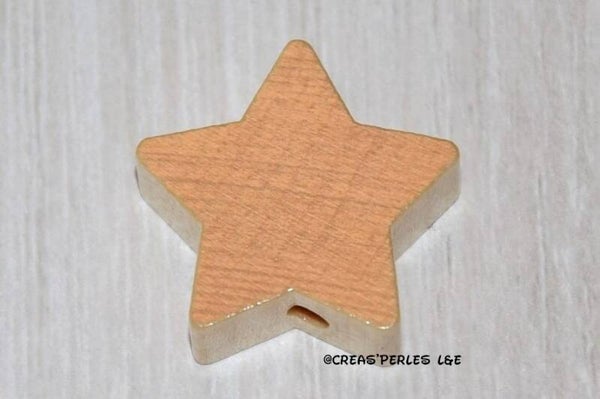 Perle étoile bois nature brillant