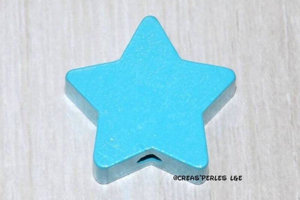 Perle étoile bois bleu turquoise