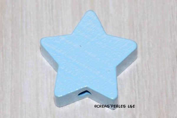 Perle étoile bois bleu clair