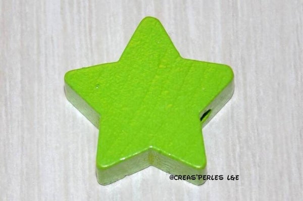 Perle étoile bois vert pomme