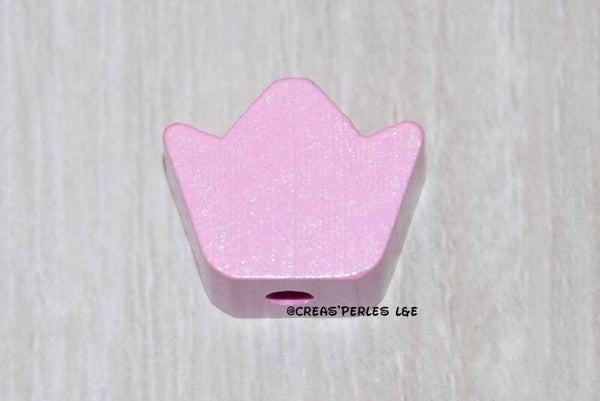 Perle petite couronne bois rose clair