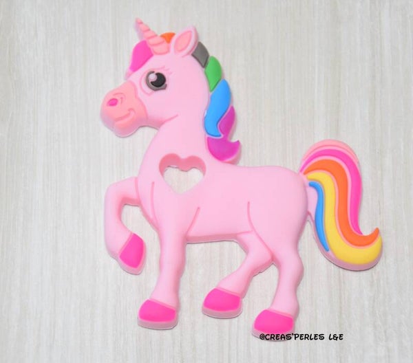 Anneau de dentition licorne multicolore rose