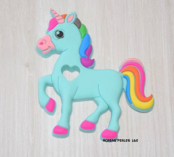 Anneau de dentition licorne multicolore bleu